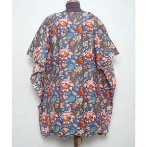 Caftán indio estampado a mano, de algodón orgánico puro, ligero, ropa de dormir corta, estampado floral, ropa de playa, vestido de verano - Product Image 6