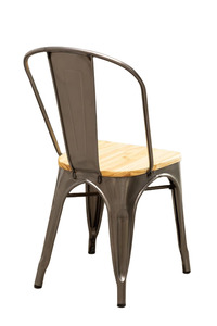 Silla de Comedor de Metal de Estilo Industrial Vintage con Asiento de Madera Maciza, Silla de Comedor de Metal Comercial de Estilo Moderno de Mediados de Siglo - Product Image 4