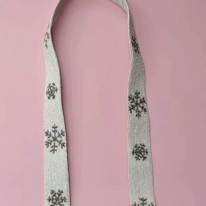 Snowflake Embroidered Beaded <b>Bag</b> <b>Strap</b> Women White Adjustable Shoulder <b>Replacement</b> <b>Strap</b> - Product Image 1