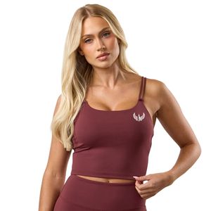 Camiseta sin mangas larga color borgoña para mujer, suave y elástica, para fitness, entrenamiento en el gimnasio, ropa deportiva de moda. - Product Image 1