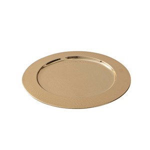 Assiette de Présentation Ronde en Laiton Doré, Sous-Assiette Métallique pour Mariages, Fêtes et Événements, Vaisselle d'Hôtel en Acier Inoxydable, Vente en Gros - Product Image 1