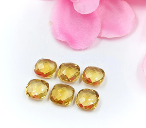 Pierre précieuse citrine naturelle AAA, jaune, taille coussin, facettée, 10*10 mm, pierre de citrine pour la création de bijoux - Product Image 4