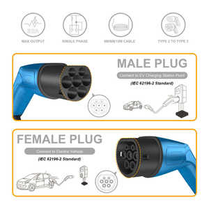Cables de Carga Rápida para Coche Tipo 2 a Tipo 2, Estándar Europeo IEC 62196, Cargador de Coche Eléctrico Tipo 2, Kit de Estación de Carga Portátil para Coche Eléctrico - Product Image 5