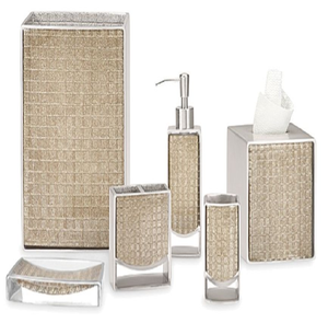 Premium Metcraft <b>Brushed</b> Antique Gold Steel Bathroom Counter Collection Fine Linear Texture Elegant Chamfered Edges Modern Set - Product Image 3
