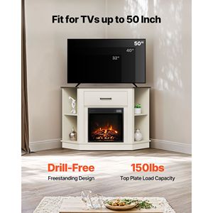 Mobile Porta TV Stile Caminetto Elettrico da 18 Pollici per TV fino a 50 Pollici, Design Rustico - Product Image 2