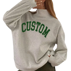 Custom Women <b>Mock</b> <b>Neck</b> Sweatshirt Oversized Pullover Fleece Casual Long Sleeve Streetwear <b>Top</b> - Product Image 1