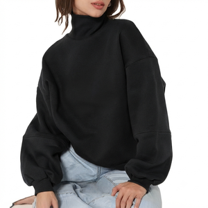 Premium Oversized Sweatshirt for <b>Women</b> Mockneck Long Sleeve Cotton Blend Casual Lounge Pullover Everyday Fashion <b>Top</b> - Product Image 1