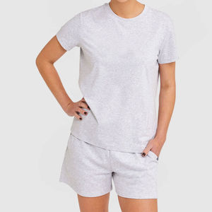 Conjunto de Camiseta y Pantalones Cortos Casuales con Cuello en V para Mujer, Diseño Personalizado, Algodón Transpirable de Verano, Secado Rápido, Ecológico, Conjuntos de Ropa al por Mayor - Product Image 4