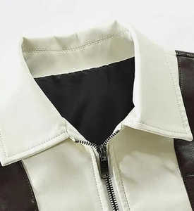 Blouson Bomber Moto Homme en Similicuir Color Block Coupe Slim – Vêtement d'extérieur Streetwear en Gros - Product Image 4