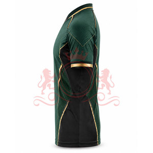 Camiseta de Fútbol Geométrica Verde y Negra para Hombre, Manga Corta, Cuello en V, Poliéster que Absorbe la Humedad, Ajuste Atlético, para Todas las Temporadas - Product Image 5