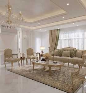 Juego de sofás tradicionales de madera maciza curvada a mano para sala de estar, juego de sofás clásico real, juego de sofás antiguos, sofá tapizado en fibra. - Product Image 1