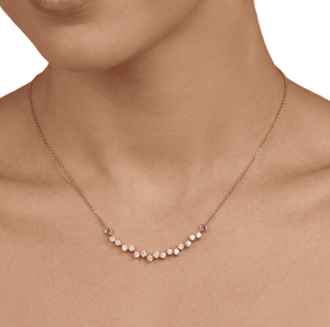 Collar de Diamantes Curvos con Certificación IGI, Oro Sólido de 14K/18K, Joyería Delicada Minimalista para Boda, Engaste de Puntas - Product Image 6