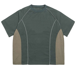 Custom Panel Piping Heavyweight Cotton T <b>Shirts</b> Men Oversized Streetwear Regular Fit Quick Dry Anti-Wrinkle Short Sleeve Bulk - Product Image 1