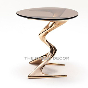 Octopus Design Aluminum Metal With Glass Top Round Shape Use <b>Side</b> <b>Table</b> For Living Room And Home Decor Accents - Product Image 2