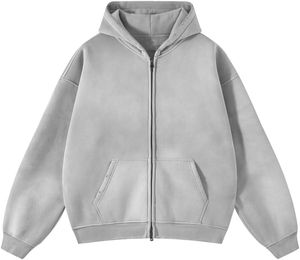 Sudadera con capucha y cremallera con logotipo personalizado Glory, lavado ácido, de alta calidad, 400GSM, de algodón y forro polar, para uso casual. - Product Image 2