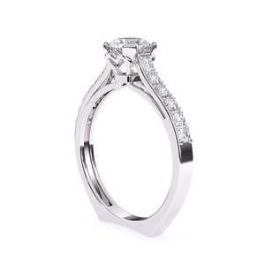 Bague de fiançailles de luxe en platine fine sertie d'un diamant naturel de couleur G, taille brillant, certifié IGI, finition rhodiée - Product Image 4