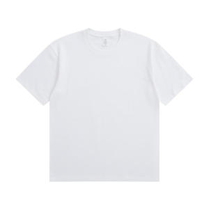 Men 260G Heavyweight Combed Cotton T Shirt Loose Fit Solid White Tee Custom Logo Embroidery OEM Casual Streetwear Blank T-Shirt - Product Image 4