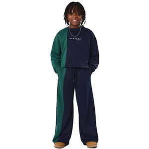 Ensemble de survêtements décontractés pour enfants, personnalisables, avec broderie et impression en relief, comprenant des sweats à capuche et des pantalons de survêtement oversize à jambe large style Hip Hop - Product Image 5