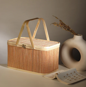 Vibrant Wide Flared Handwoven <b>Bamboo</b> Fruit <b>Basket</b> Bowl Pink Crisscross Accents Luxury Hanging Storage for Hotels Wholesale - Product Image 3