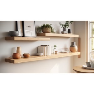 Contemporary Oak Wood Wall Shelf with Integrated Lighting - Wholesale - Product Image 3