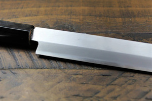 Couteau de chef professionnel en acier au carbone pour le filetage et la découpe du thon, lame de 12 pouces, manche en bois, surface forgée écologique - Product Image 6