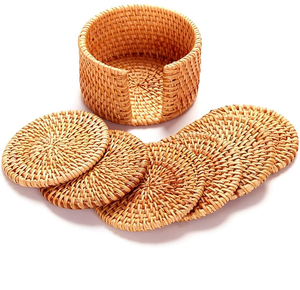 Sous-verres et tapis de table en rotin de luxe, formes ronde et carrée, diamètre 300 mm, écologiques, réutilisables, qualité alimentaire - Product Image 5