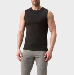 <b>Men's</b> <b>Black</b> Sleeveless Tank Top O-Neck Solid Knitted Breathable Workout Wear Casual Style 2026 - Product Image 2