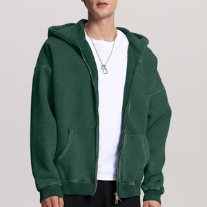 Nouvelle Arrivée Sweat à Capuche Zippé Vert pour Homme, Décontracté, Uni, à Manches Longues avec Poches, Style Streetwear Automne, ODM OEM - Product Image 5