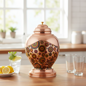 Dispensador de Agua de Cobre Hecho a Mano con Tapa y Grifo para el Hogar, Cocina, Restaurante, Oficina, Almacenamiento y Servicio de Bebidas - Product Image 1