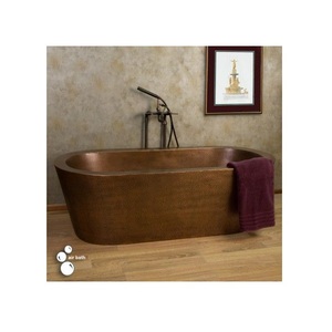 Elegant Rectangular Double Wall Hammered Copper Antique Freestanding Bathtub Rustic Luxury Eco-Friendly Soaking Tub. - Product Image 4
