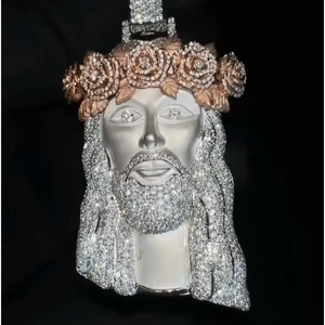 Joyería Eterna, Colgante Personalizado con Rostro de Jesús, Plata 925, Oro Sólido, Diamantes Moissanite, Estilo Bling, para Hombre y Mujer, Colgante Hiphop - Product Image 1