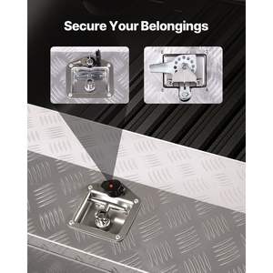 <b>Heavy</b> <b>Duty</b> Aluminum Truck Bed <b>Tool</b> <b>Box</b> Silver 30"x13"x13" Stripes Plated Side Handle T-Lock Keys Storage Chest Organizer for - Product Image 4