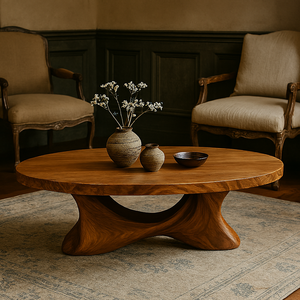 Mesa de Centro Luxali, Moderna, Orgánica, Hecha a Mano, de Madera Natural Ecológica, con Borde Natural, Estilo Rústico - Product Image 2