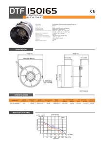 Taiwán DTF150165 230V Ventilador de conducto eléctrico de 150mm con rodamiento de bolas Hoja de metal OEM personalizable - Product Image 5