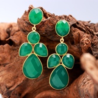 Collier tendance pour femme, cadeau de mariage, en onyx vert naturel fin, massif, en argent sterling 925, fait main, plaqué or