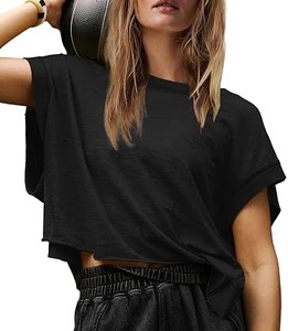 Chemisier ample noir pour femme à épaules tombantes, sans manches, dos nu, en maille transparente, ajouré et respirant - Product Image 2