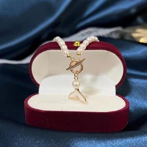 Collar de Perlas de Agua Dulce de 14K de Moda de Lujo para Xiaomi, Cadena de Clavícula con Forma de Arroz Ligero para Mujer - Product Image 2