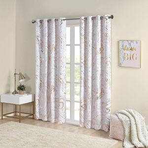 Pannello singolo in marmo metallico stampato con Grommet Top con tenda oscurante totale in colore oscurante totale - Product Image 2
