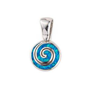 NIKHIL GEMS Élégant Pendentif Spirale Vintage en Opale Bleue, Argent Sterling 925, Charme Grec, Cadeau de Fiançailles, Certifié par un tiers - Product Image 5