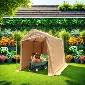 Gazebo Portatile 7x8 piedi per Esterni, Riparo Impermeabile con Porta a Cerniera, Carport per Moto e Veicoli, Ventole Incluse - Product Image 3