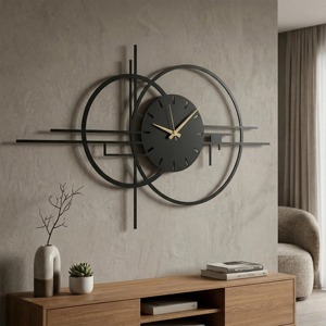 <b>Decorative</b> <b>Wall</b> Art Black Long <b>Clock</b> Ideal For Entryway And Mid <b>Wall</b> Accent Creates Bold And Eye Catching Look From India - Product Image 3