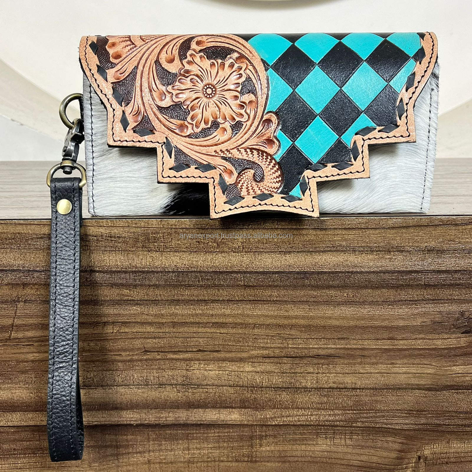 Turquoise & Black Checkered