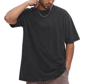 Camiseta Larga de Manga Corta con Cuello Redondo para Hombre, Estilo Urbano, Lavado Ácido, 100% Algodón, de Secado Rápido, Colección 2026 Harry Johnson Production - Product Image 2