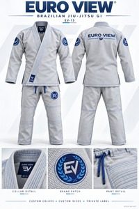 Kimono de Jiu Jitsu Euro View Negro para Adultos Unisex, Conjunto de Gi 100% Algodón, Ligero y Duradero, Uniforme de Artes Marciales de Grappling - Product Image 2