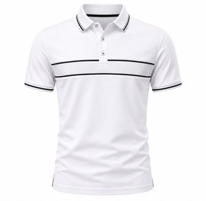 Chemise à manches courtes blanche pour homme en tissu jersey polyester/coton 220g respirant décontracté - Product Image 1