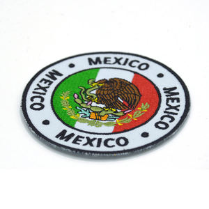 Luxury Mexico Flag Embroidered Patch Circular <b>Sew</b>-<b>On</b> <b>Badge</b> with Safety Pin Fabric Applique Custom Design - Product Image 5