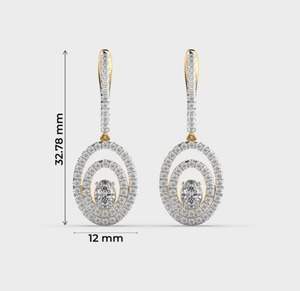 Pendientes de Diamantes con Corte Ovalado, Oro Sólido de 18K, Baño de Rodio, Engaste Pavé, Joyería Geométrica de Lujo para Mujer, para Bodas - Product Image 5