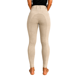 Leggings d'équitation pour femmes, couleur beige, taille haute, extensibles, pantalons d'équitation texturés avec détail de poche avant - Product Image 2