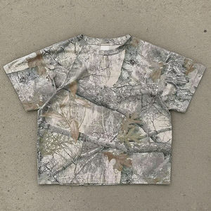 เสื้อยืดโอเวอร์ไซส์ลายพรางแบบกำหนดเอง พิมพ์ลายดิจิทัล เนื้อผ้าหนา 100% ผ้าฝ้าย ทรงครอป บ็อกซี่ ลายพราง Real Tree - Product Image 1