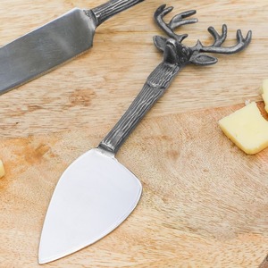 Juego de cuchillos para queso con cabeza de ciervo rústica, hoja de acero inoxidable, mango de hierro fundido, solo lavar a mano, herramientas duraderas para queso - Product Image 1